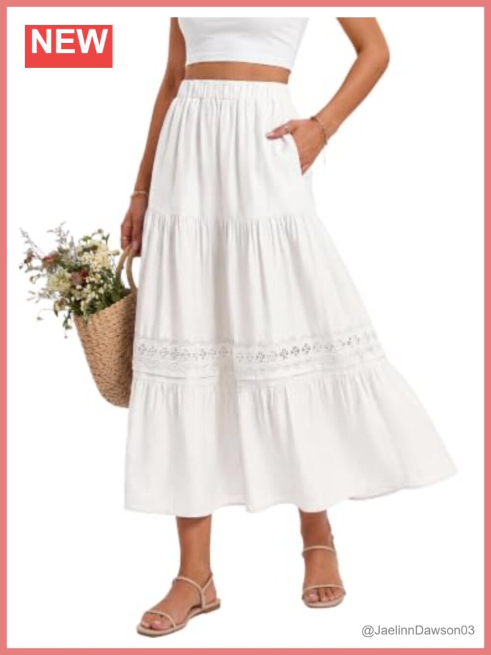 Womens Maxi Skirt with Pockets High Waist Casual Flowy Long Skirt Summer Boho